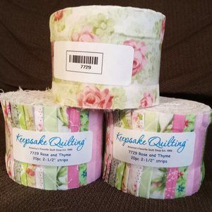 Keepsake Quilting - 3 Jelly ,Rolls 2-1/2",  20 Pieces/Roll  "Roses & Thyme" NEW